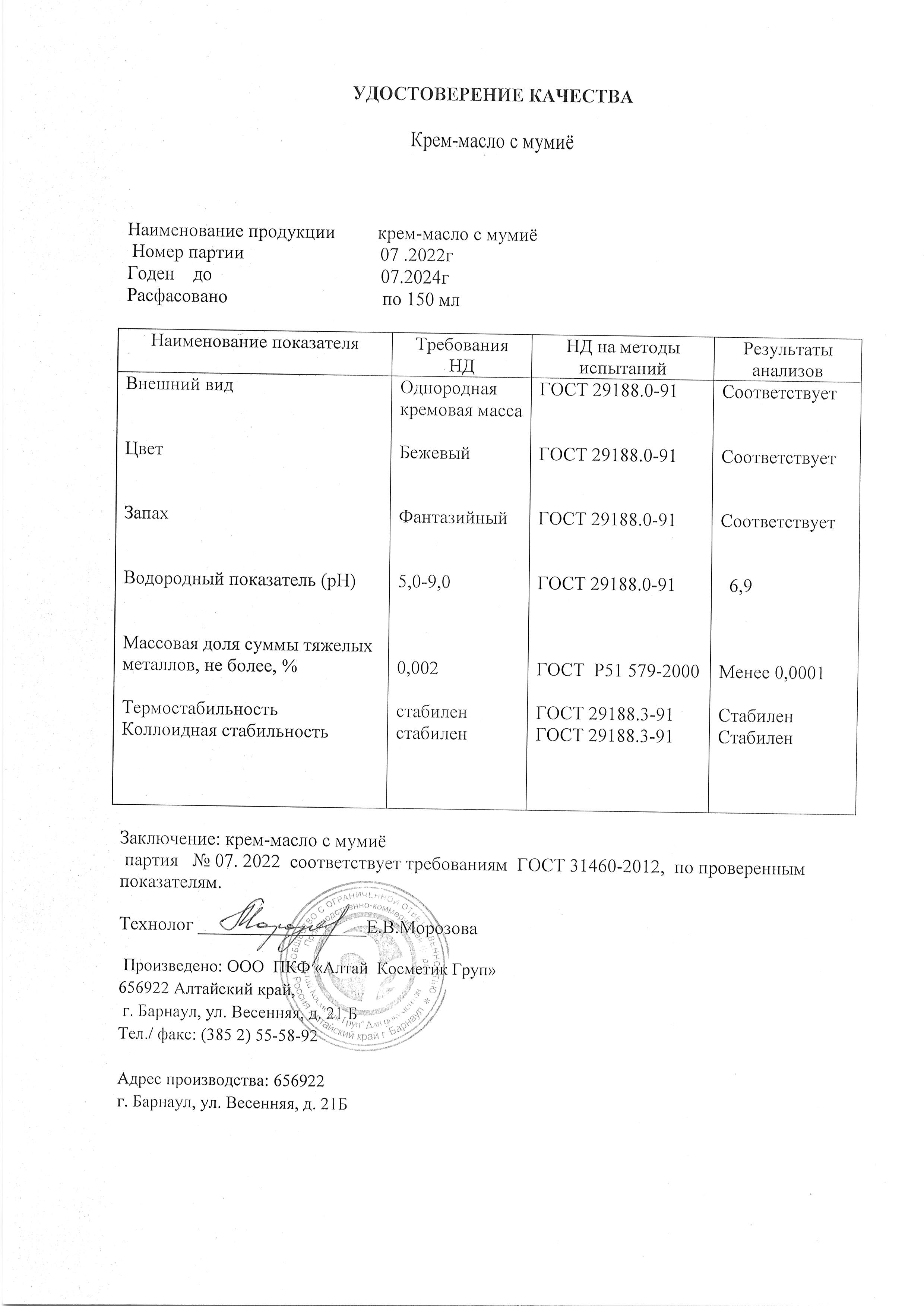 Паспорт №072022